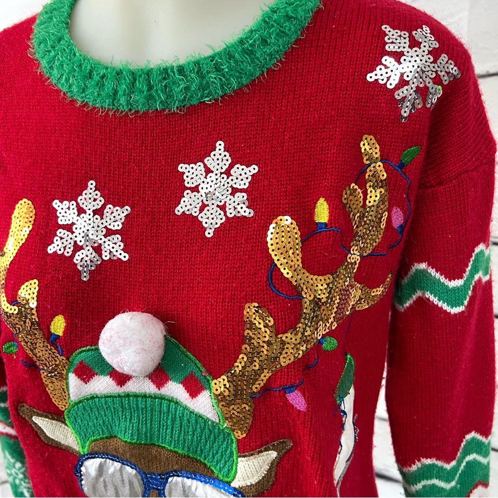 33 DEGREES Sweater Christmas Reindeer Oversized size XS - Picture 3 of 13
